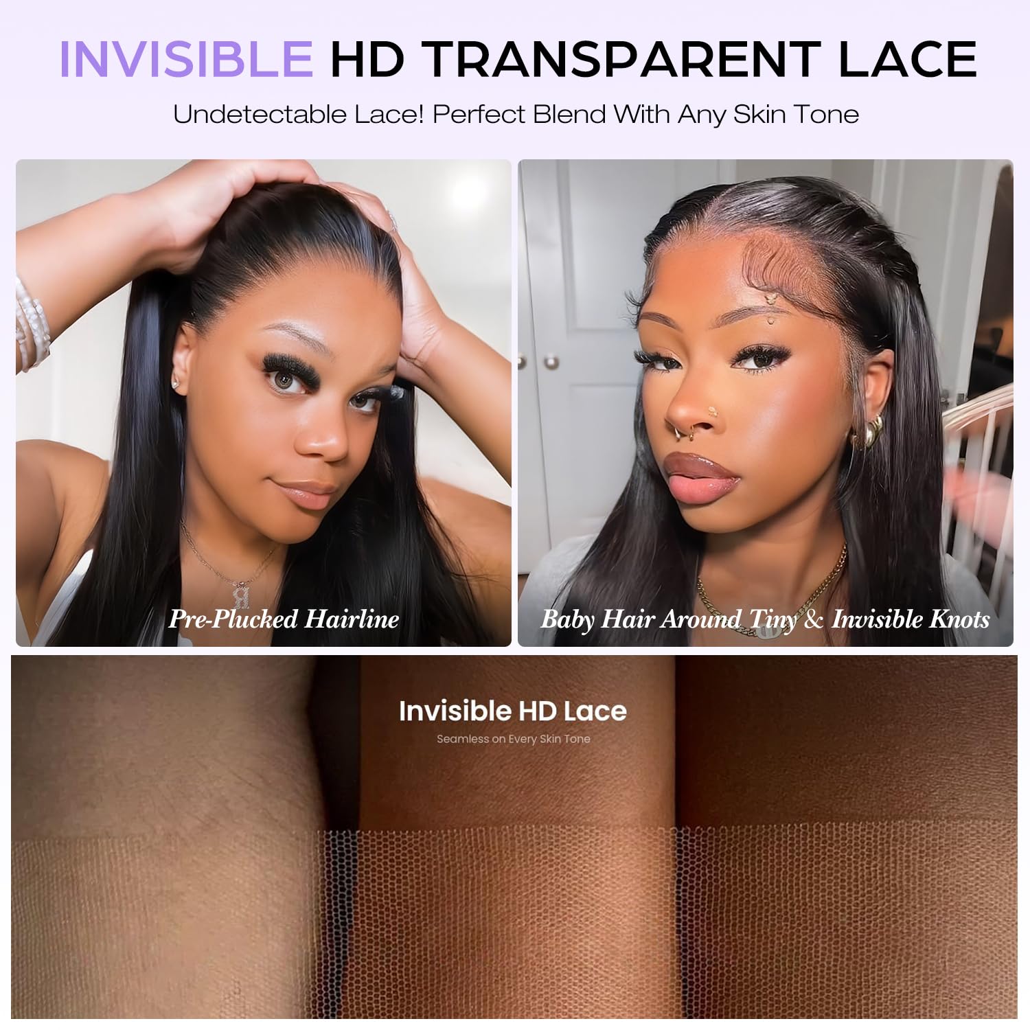 RXY 13X6 Straight Bresilienne Perruque Cheveux Humain 16 Pouces(41cm) Perruque Femme Naturelle Black HD Lace Front Wigs Human Hair 180 Density for Women 12A Brazilian Virgin Transparent Glueless Wigs