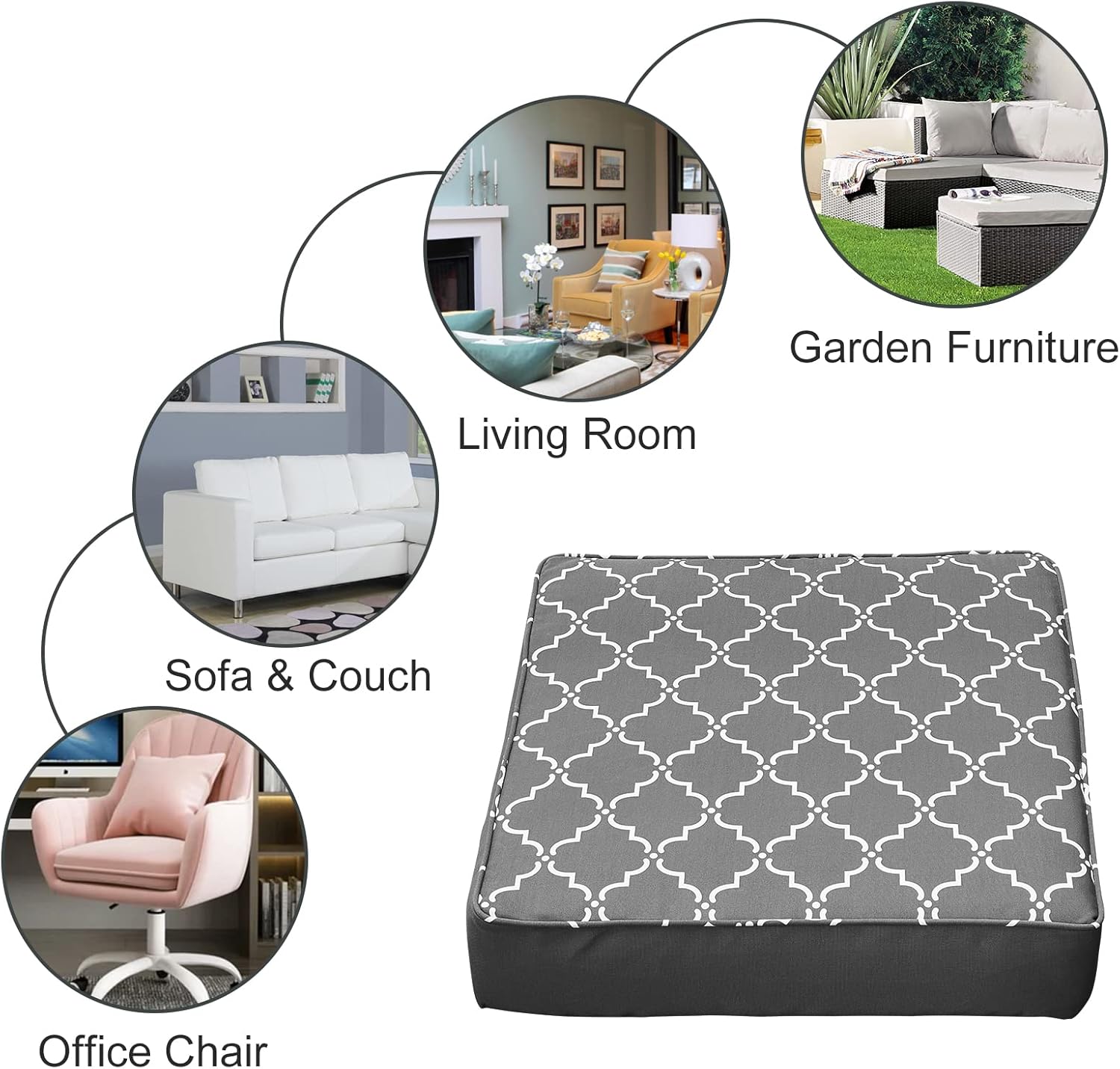 Nigoone Outdoor Chair Cushions for Patio Furniture 5"×24"×24" Replacement Deep Seat Patio Chair Cushions with Removable Cover,Gray
