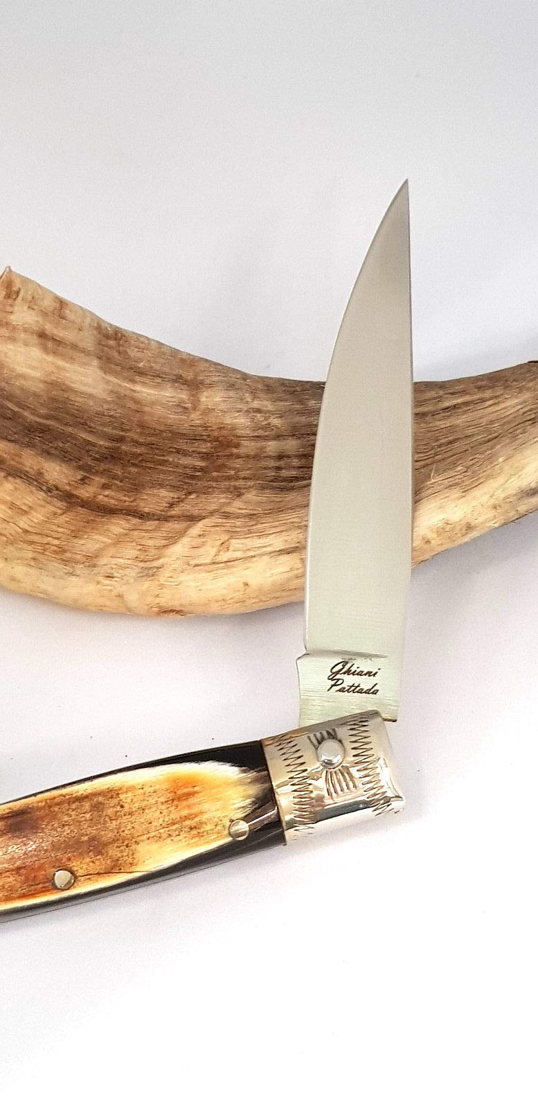 artigiano Ghiani Coltello SARDO PATTADA Artigianale Manico in Corno Collezione Tascabile da Caccia 53186