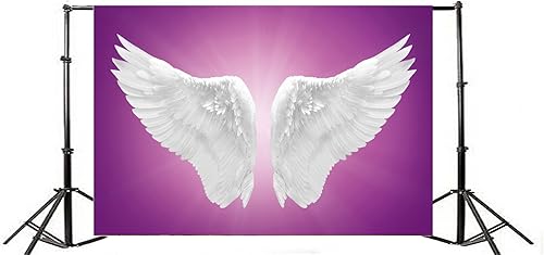 Miniatura 10 de AOFOTO Fondo de fondo blanco de 7 x 5 pies con alas de ángel de ensueño, fondo de fotografía pura para niña, retrato artístico para adultos, sesión