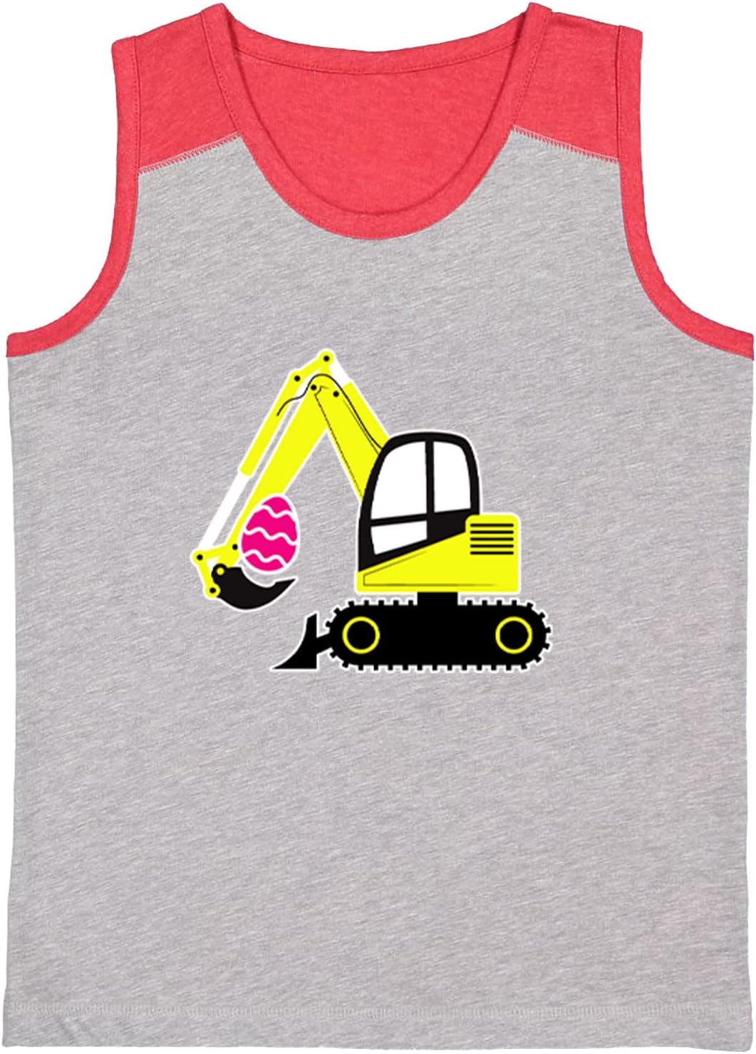 Tcombo Excavator with Easter Egg - Construction Youth Contrast Back Tank Top