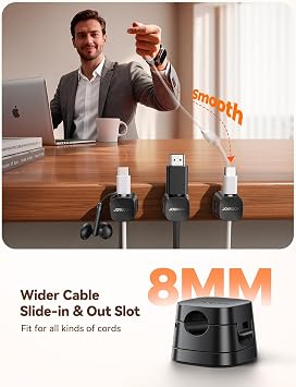 JOYROOM 6-Pack Detachable Magnetic Cord Organizer, Adhesive Cable Clips