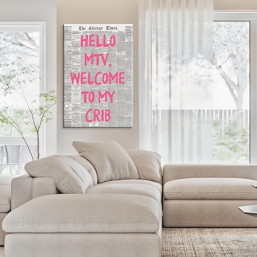 Miniatura 6 de Retro Hello Mtv Welcome To My Cun, arte de pared con fuente rosa, pósteres de lienzo de periódico positivo de afirmación positiva de la habitación