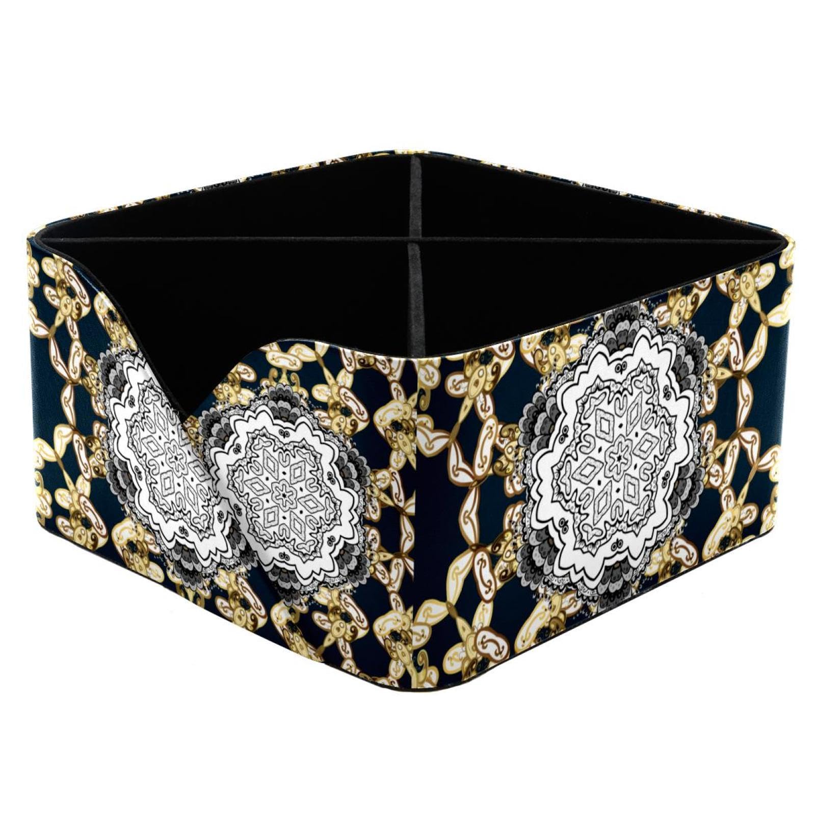 Pot de rangement pour bureau haut de gamme au motif précieux de fleurs dorées
