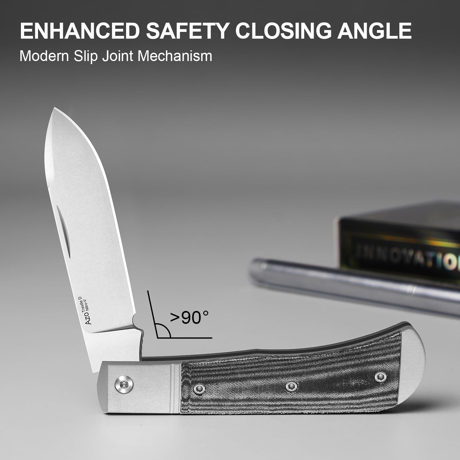 Kizer Trestle D Taschenmesser, 7,5 cm Nitro-V-Klinge und Silber-Aluminium mit Schwarz Norplex UltreX™ Micarta Griff, Kleines EDC Klappmesser, V3760A1