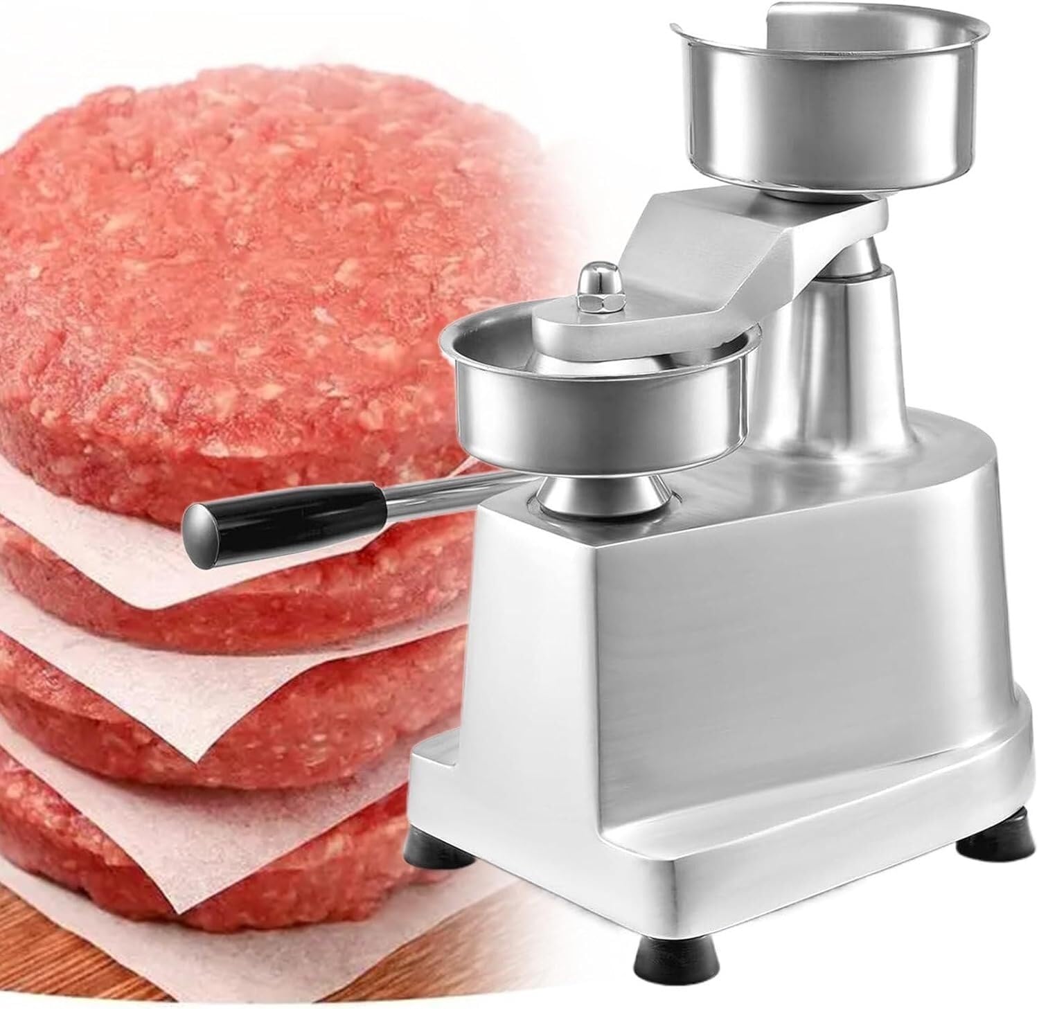 Prensa para hamburguesas profesional de 5 pulgadas con estructura manual de alta resistencia