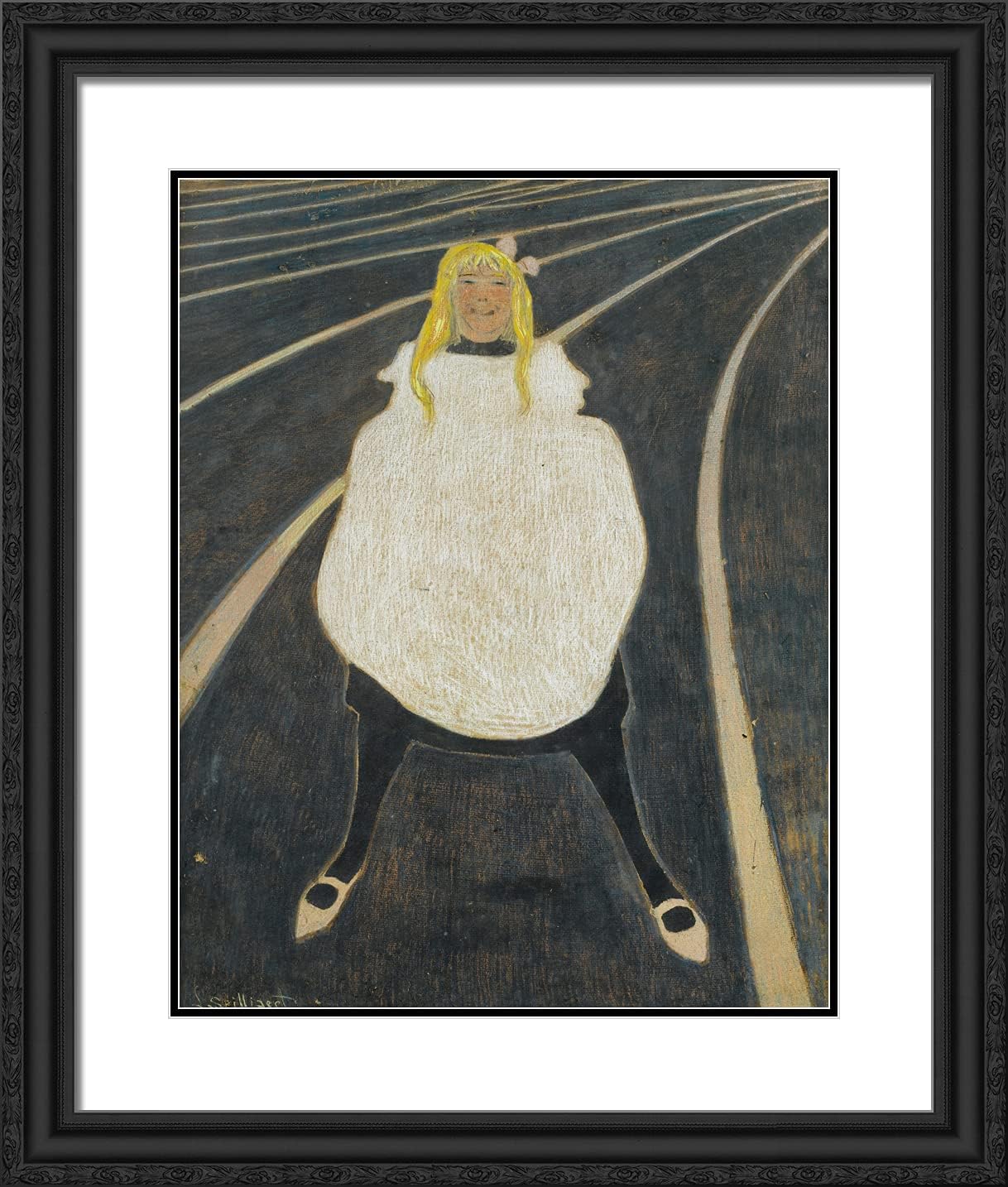 ArtDirect Spilliaert, Leon 20x23 Gold Ornate Framed Art Print with Double Matting Titled: Little Girl in White