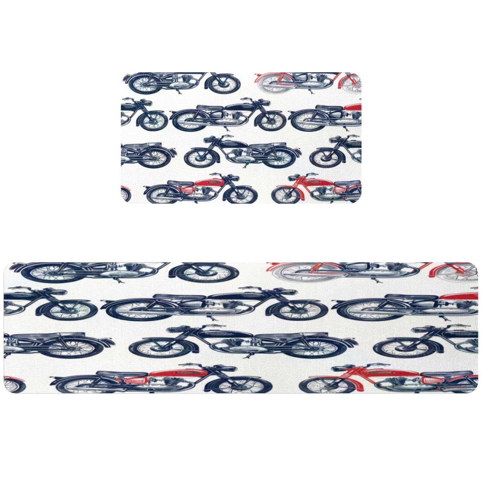 Lot de 2 tapis de cuisine antidérapants et lavables rouge et noir