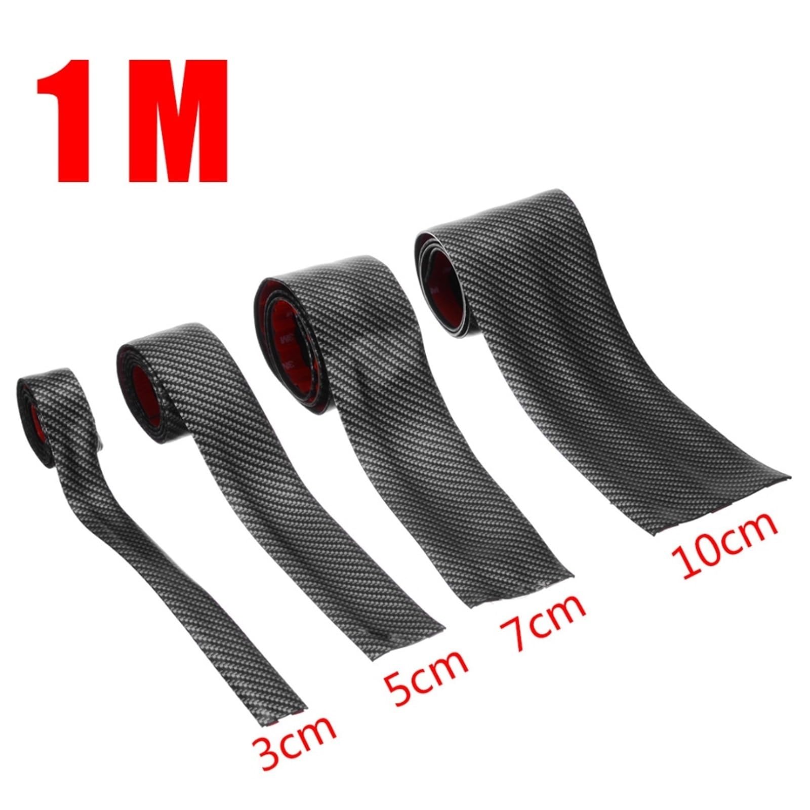 protezione paraurti auto Car Styling 3/5/7/10CM 1M Striscia di gomma per modanatura in stile carbonio per auto Protezione morbida nera per soglia porta Adesivi di protezione(10cm)