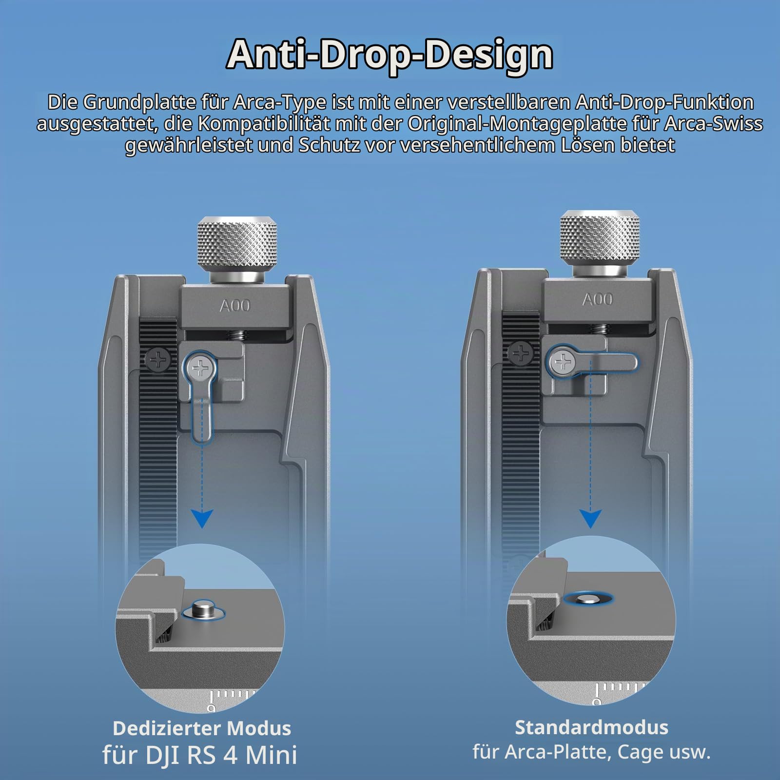 SMALLRIG 4,6-Zoll-Schnellwechselplattenadapter für Arca-Swiss für DJI RS 4 Mini Gimbal, Anti-Drop-Design und schnelle Montage – 5336