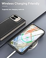 Vista 3 de Eastcoo Funda delgada de cuero para Pixel 9 Pro Fold (2024), [protector de pantalla integrado] soporte de carga inalámbrica, funda protectora