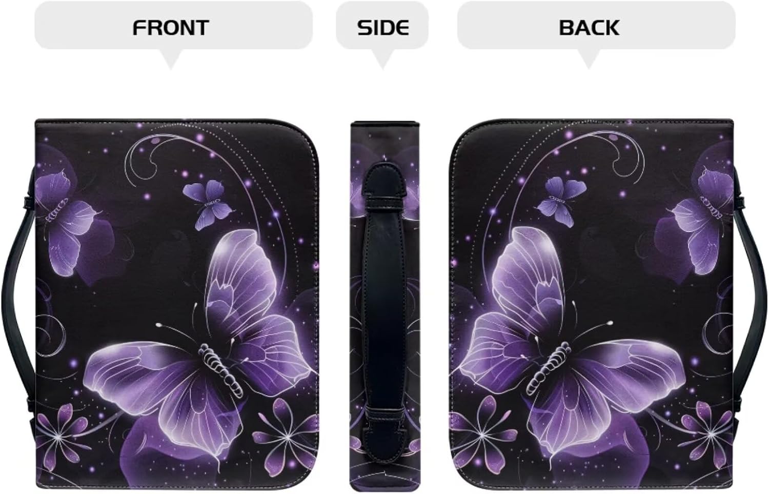 Purple Butterfly Bible Case, Bible Cover Case for Women, PU Leather Large Bible Cover, Gift for Epiphany, Large Bible Covers for Women, Gift for Christian