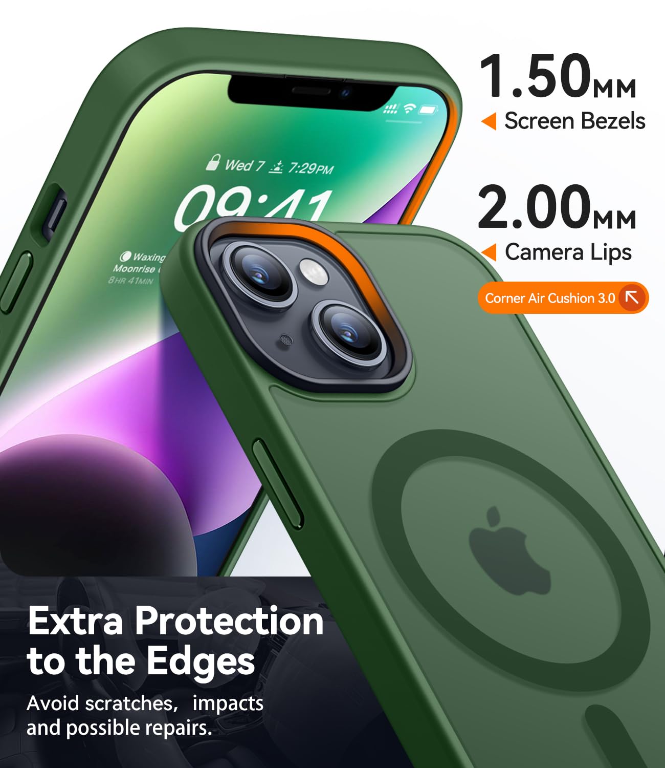 CANSHN Cover Magnetica Opaca per iPhone 13/14, [Compatibile con MagSafe] Custodia Traslucida Opaca Protettiva Sottile Antiurto 6,1 Pollici - Verde Scuro