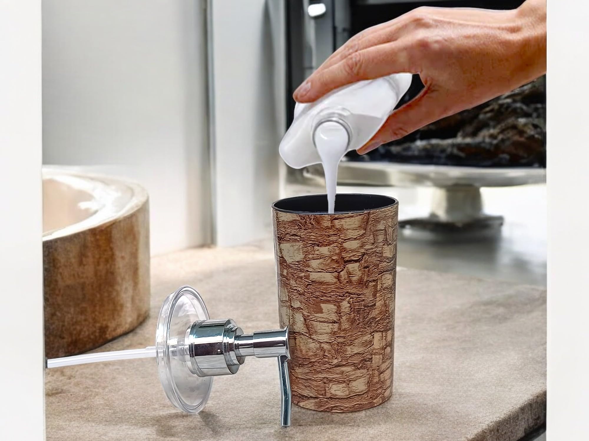 Bigining™ Liquid Soap Dispenser|Sanitizer Dispenser, Lotion, Shampoo Dispenser | Handwash Bottle for Kitchen | Soap Dispenser for Wash Basin | 300 MLL ((Brown, Pack of 1) 2