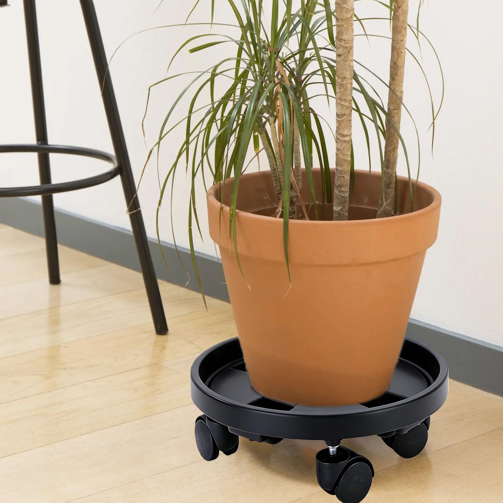 PORFOYO Dessous de Pot de Fleur à roulettes 3 Pièces, Porte Plante à roulettes 30cm, Soucoupe Pot Fleur à roulettes, Charge 50kg, Intérieur et Extérieur