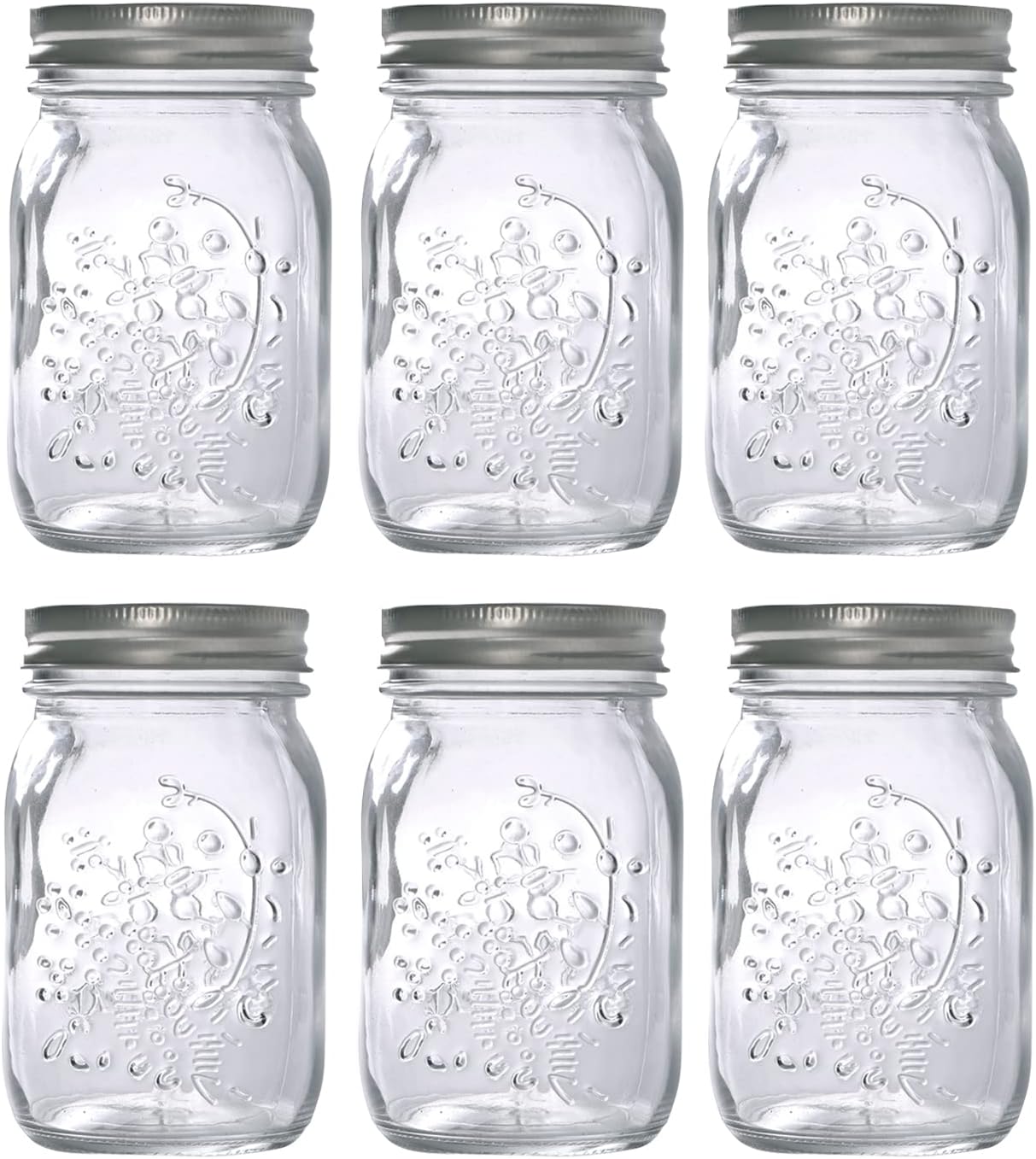 Hovico Mason Jars 17 oz With Regular Lids and Bands, Ideal
