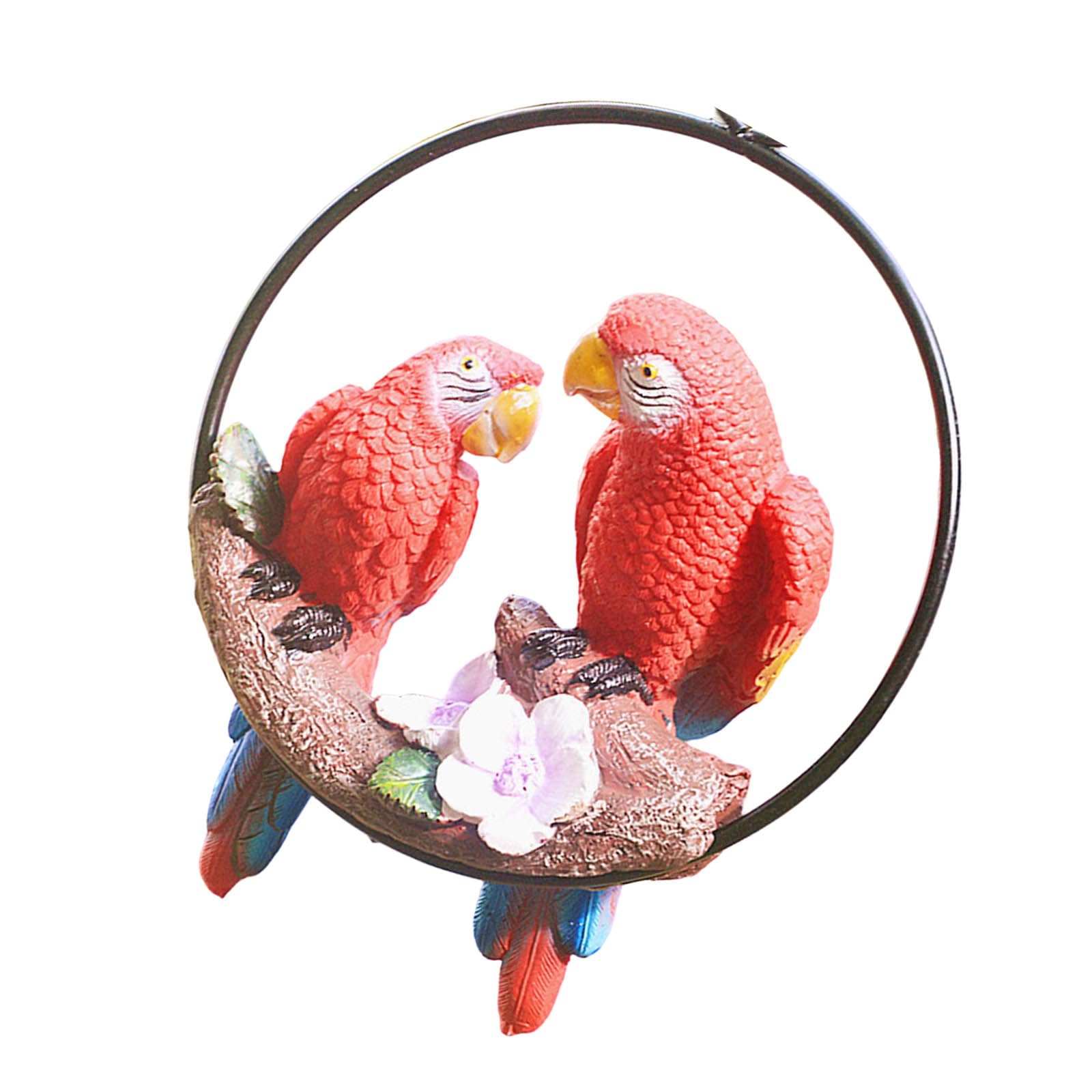 Simulation Macaw Parrots Statue Hanging Ornament Weather Bird Pendants for Garden Backyard Patios Decoration Backyard Decoration