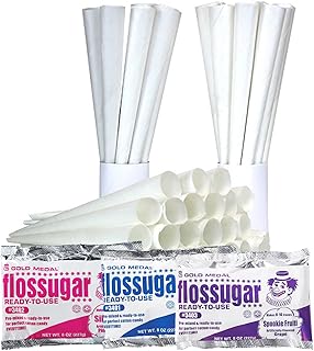 Concession Express Cotton Candy Party Kits (50 Cones-Pink-Blue-Grape) by Concession Express