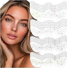 Audasi Glitter Face Freckles Tattoo, 20 Pcs Temporary Face Tattoo Gold Sparkle Faux Freckles Makeup Patches Waterproof Glitter Stickers Long Lasting Tattoos Stickers for Women Kids