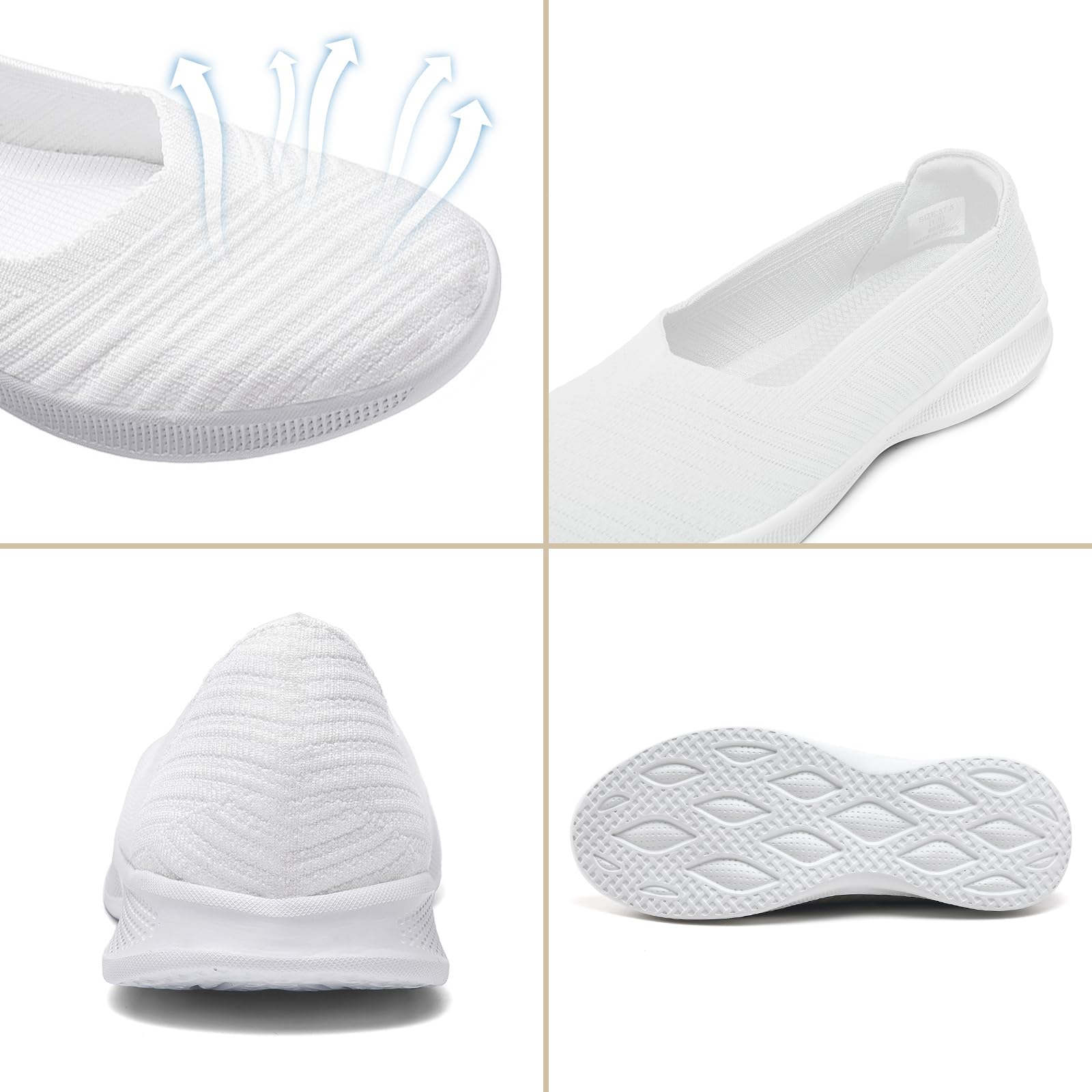 konhill Mocassins pour Femmes Confortables Loafers Décontractées Plates Slip-on Tricot Chaussures Habillées Chaussures de Marche Légères