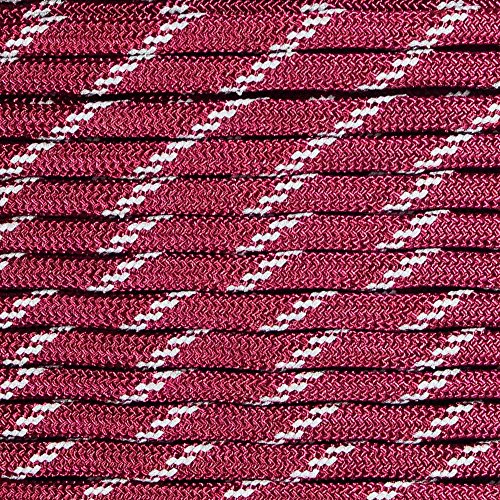 Reflective Type III 550 Paracord – 7 Strand Core – 100% Nylon, Parachute Cord, Commercial Paracord, Survival Cord (100 Feet, Burgundy with Reflective Tracers)