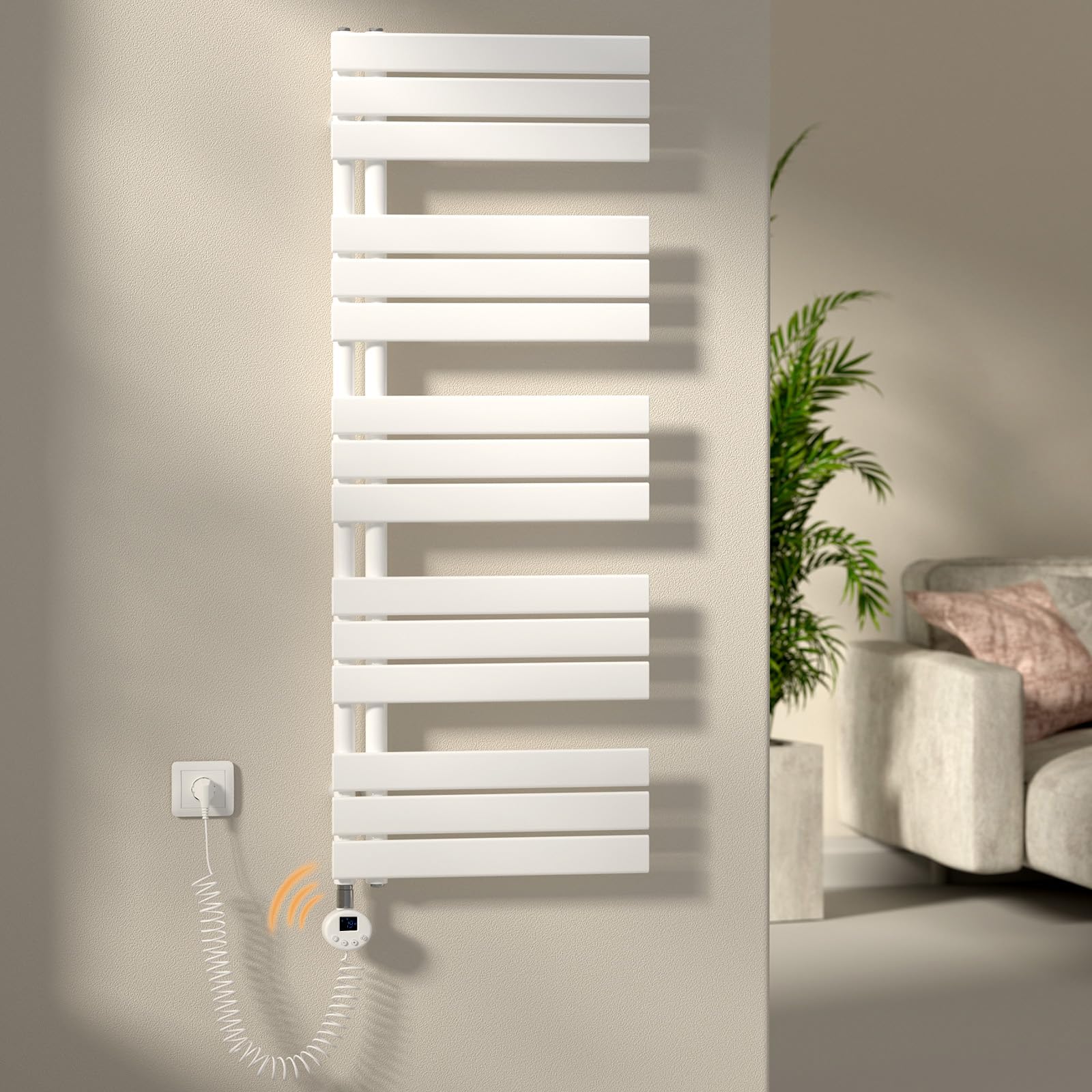 Sèche-Serviettes Électrique WiFi 1320×500 mm 800W Blanc