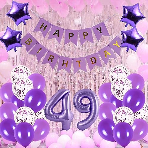 Miniatura 4 de Kit de decoración de fiesta de cumpleaños número 49, pancarta de feliz cumpleaños con globos de cumpleaños número 49 para suministros de fiesta de