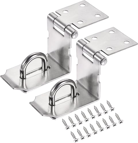 MECCANIXITY Cierre de candado de acero inoxidable de 90 grados de 90 grados con tornillos para armario de gabinete, color plateado, paquete de 2