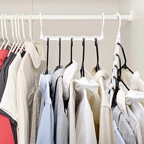 Miniatura 10 de Perchas mágicas resistentes para ahorrar espacio, organizadores de armario, 5 unidades, antideslizantes, multifuncionales, para armario,