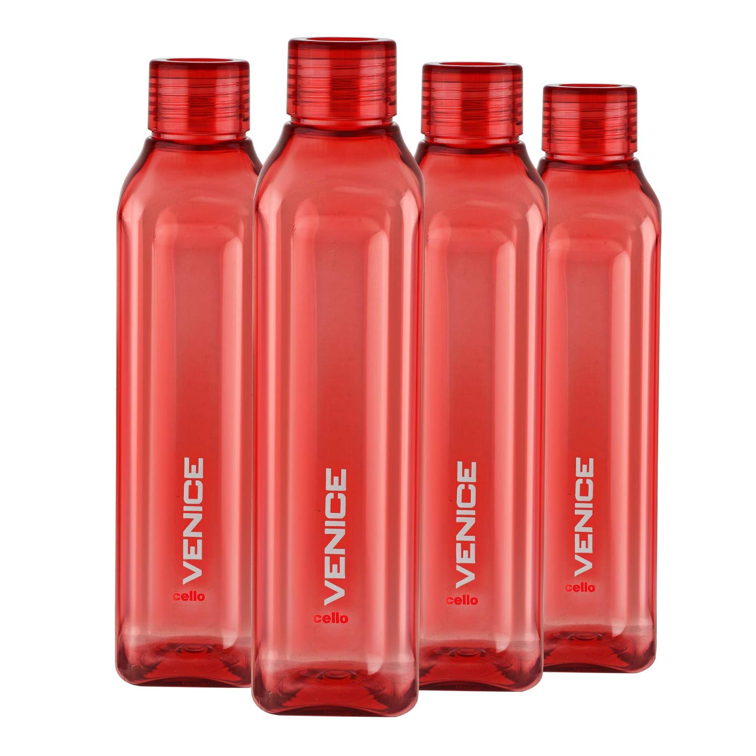 CELLO Venice Exclusive Edition Plastic Water Bottle | Unbreakable and Hygienic | Perfect for staying hydrated at the school,college, work, gym and outdoor adventures | 1 Litre | Set of 4, Red (B07H2X6MQB) Amazon Price History, Amazon Price Tracker