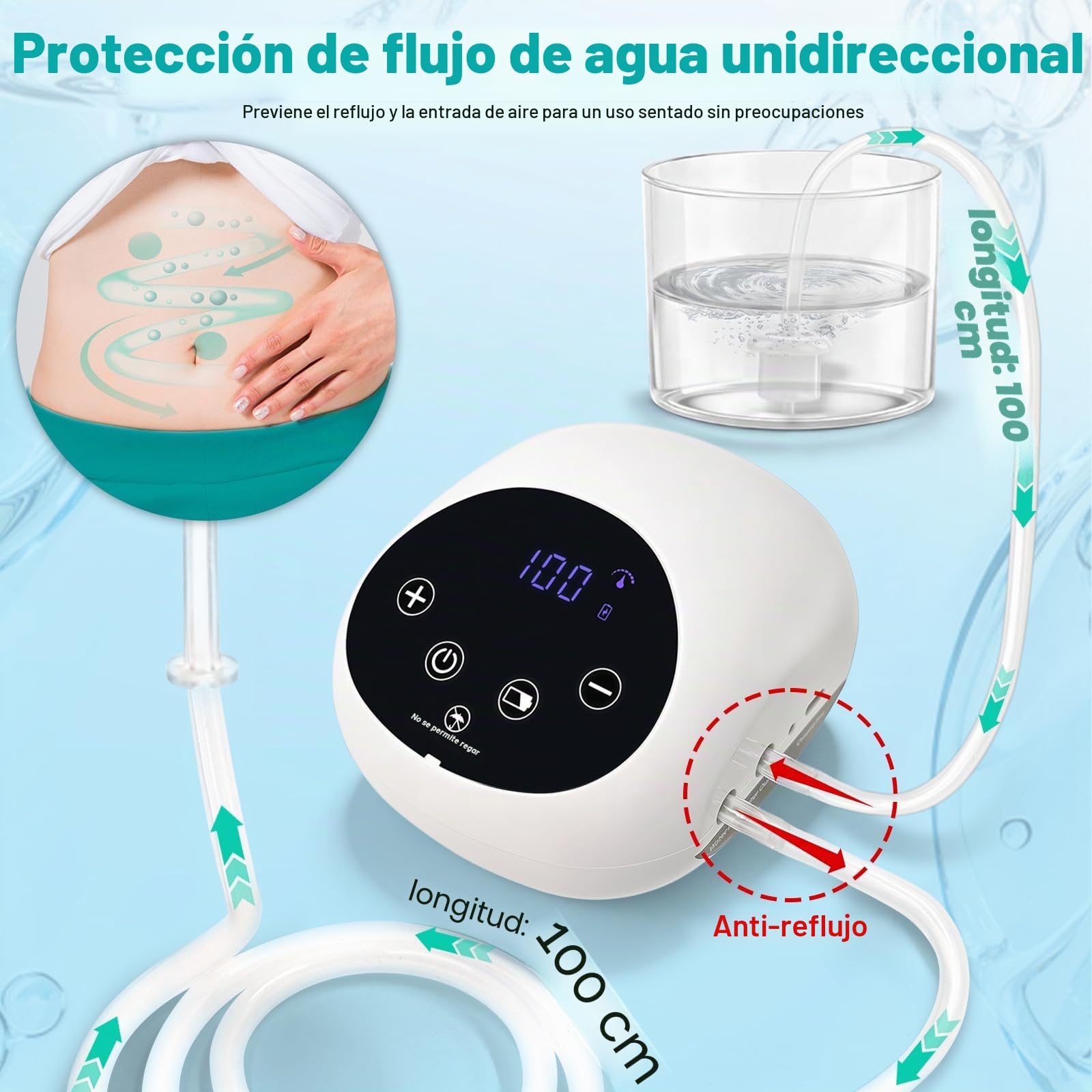 Kit de Enema Eléctrico, Enemas para Limpieza de Colon Hombres Mujeres, Kit de Café Enema Orgánico, Control de Velocidad de Flujo de Agua 100 Niveles con Pantalla LCD, Ducha Anal con Presión