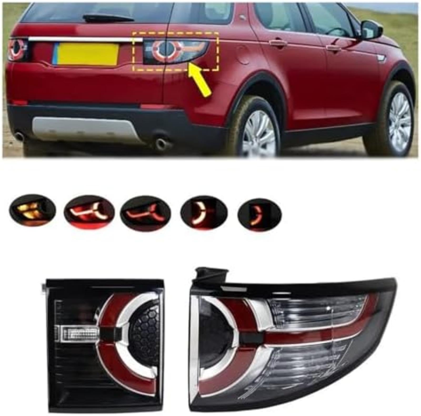 Riflettore paraurti posteriore, per Land Rover, per Discovery, per Sport 2015-2019 Fanale posteriore per auto Indicatore di direzione Stop Avvertimento Lampada freno Luci (Inner Right)