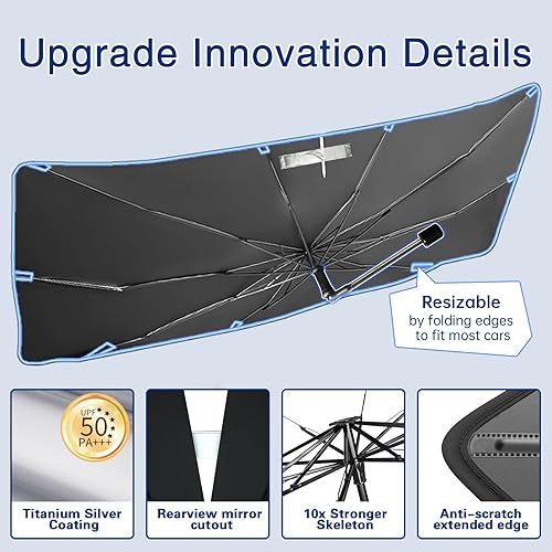 Miniatura 5 de Parasol para parabrisas de automóvil, parasol mejorado con mango flexible de rotación de 360, persianas plegables para parabrisas de automóvil,