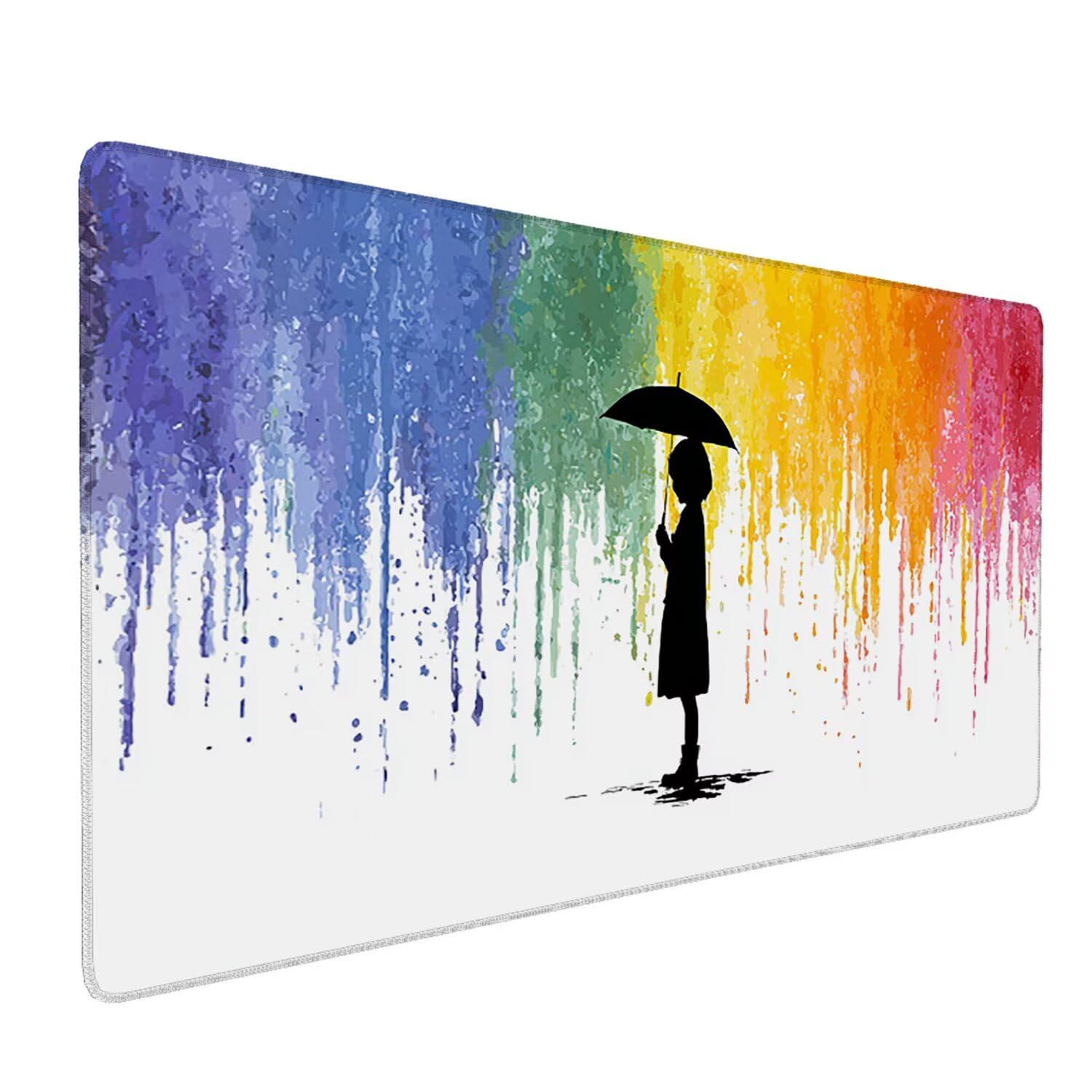 Tappetino per Mouse XXL 1200 x 600 mm Tappetino Mouse Gaming Grande, Mousepad con Base in Gomma Antiscivolo, Tappeto per Tavolo da Gaming per Mouse e Tastiera, Accessori PC (Umbrella ragazza) H-114