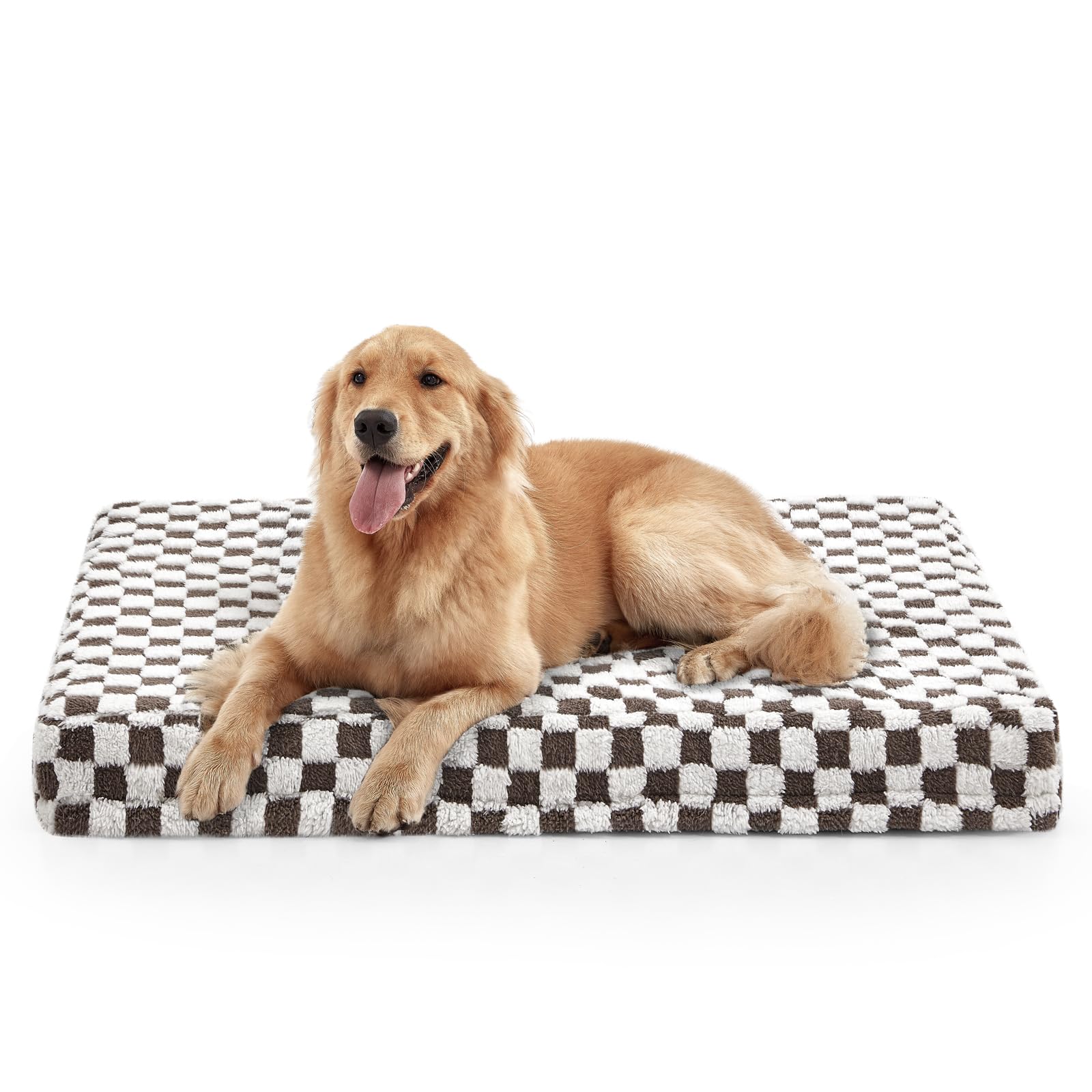 JOEJOY Orthopedic Dog Bed for Large Dogs, Memory Foam Pet Bed with Removable Washable Cover, Cozy Plush Crate Mat, 47&times;29", Cofffee