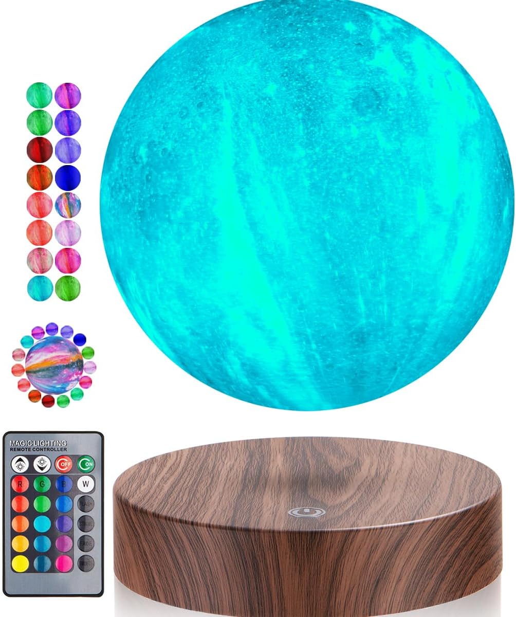 Magnetic Levitating Moon Lamp Floating and Spinning LED Galaxy Moon Lamp 16 Colors Modes Magnetic Levitation Luna Night Lights for Home Office Room Desk Decoration Unique Gift