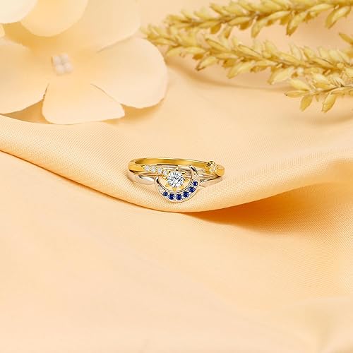 Miniatura 5 de Sun and Moon Ring set stackable rings for women,adjustable celestial jewelry anillos para mujer matching rings as friendship rings for best friend