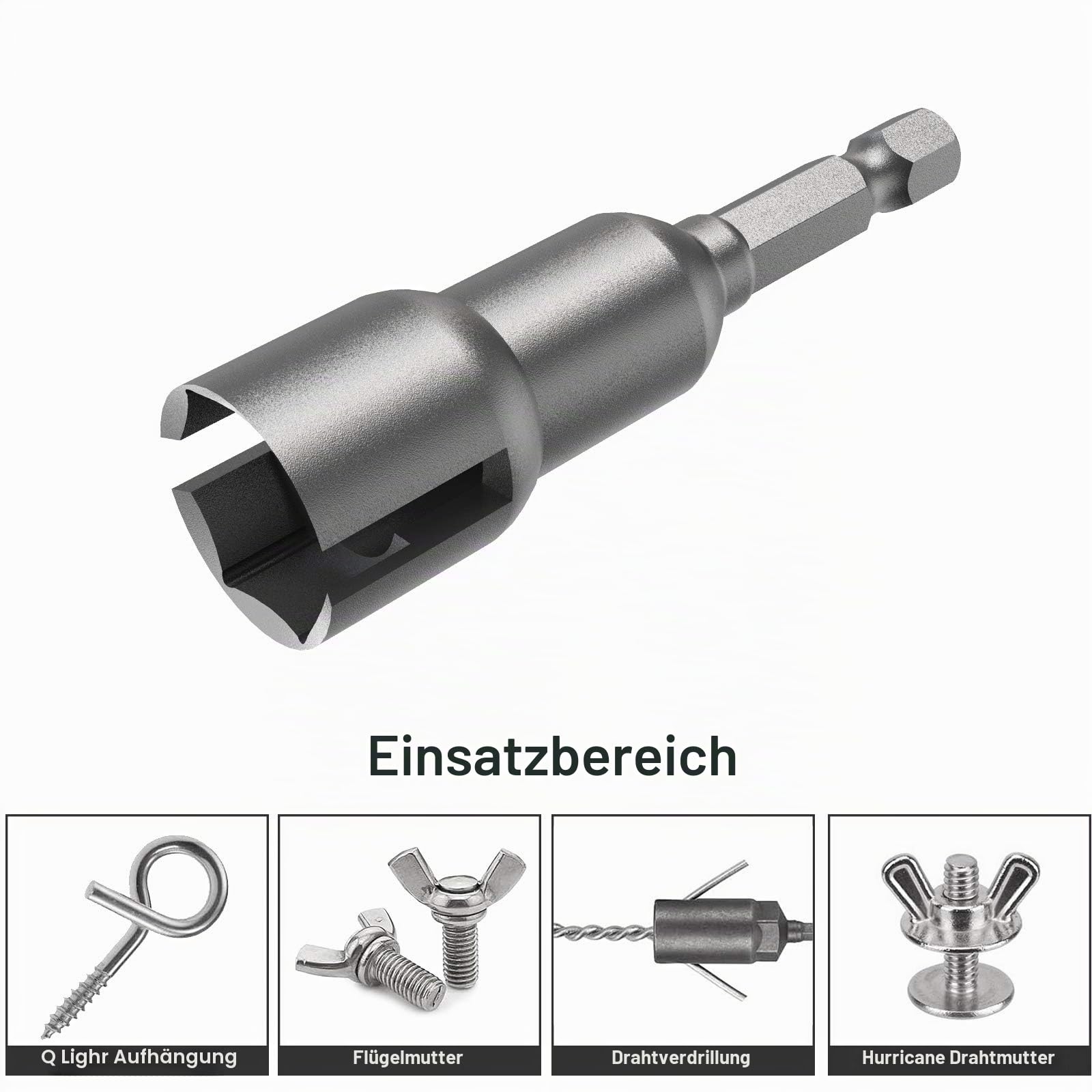 3er-Pack 1/4-Zoll-Sechskantschaft, Power-Flügelmuttern-Set, Schlitz-Flügelmuttern, Bohrer-Steckschlüssel, Werkzeug-Set, Bohrer für Panel-Muttern, Schrauben, Augen-C-Hakenschraube