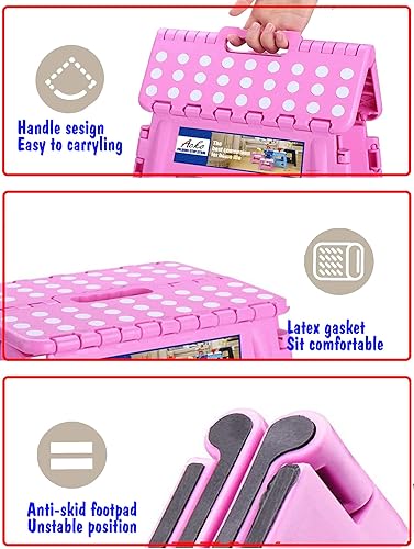 Miniatura 213 de Acko. Taburete plegable de 13 pulgadas de alto, resistente, para niños y adultos, cocina, jardín, baño, taburete con escalón. Blanco,Negro