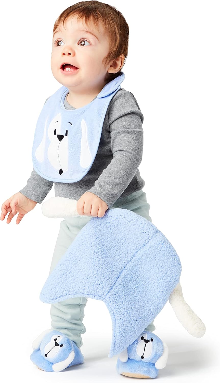 Enesco Izzy and Oliver New Baby Infant Puppy Character Super Soft Booties, Blue, One Size