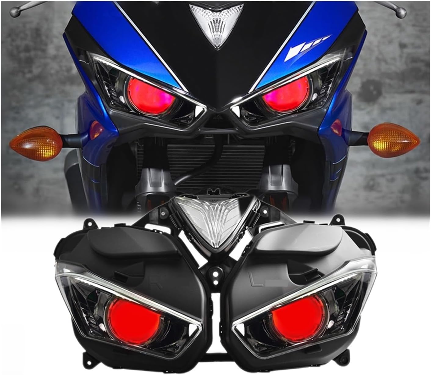 も フル LED ヘッドライト、ヤマハ R3 R25 2015-2018 V2 に対応(Green