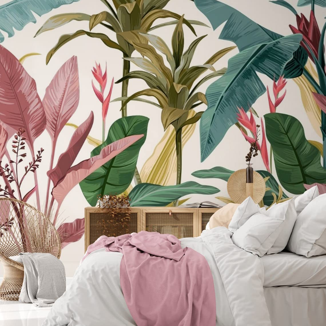 Bormia Colorful Banana Leaf Wall Mural Wallpaper Living Room Wall Art