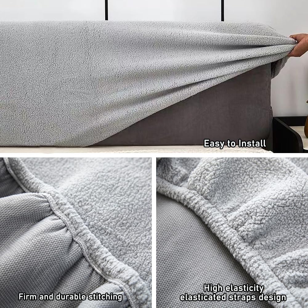 ベルベットベッドヘッドボードカバー クイーンカリフォルニアキングサイズ用 ストレッチヘッドボードスリップカバー、厚みのあるベッドヘッ