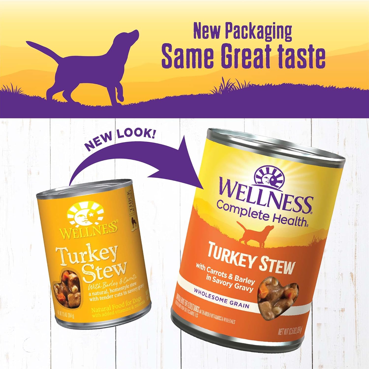 Wellness Complete Health Stew Adult Canned Wet Dog Food, Grain Free, Natural, Turkey Recipe, 12.5 oz, Pack of 12 Cans