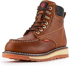 SUREWAY Mens Heavy Duty Soft/Composite/Steel Toe Work Boots for Men-Comfortable,GoodyearWelt,Full Grain Leather,6 in Wedge Moc Toe Construction Boots/Shoes