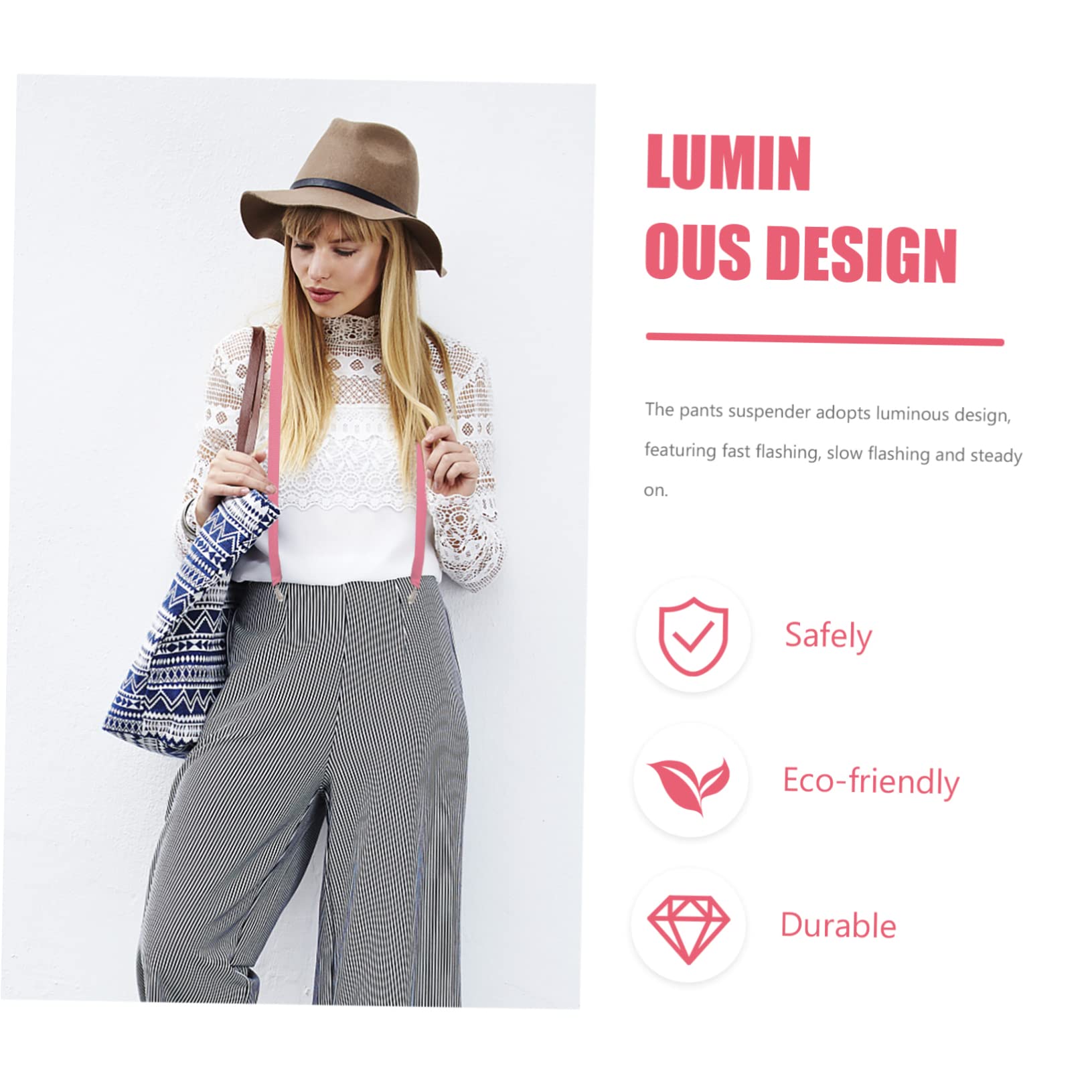 VALICLUD 3 Pièces Sangle lumineuse bretelles en forme de Y bretelle brillante élégante suspendre pantalons pour hommes porte-jarretelles pour la musique bretelle de pantalon de mode LED