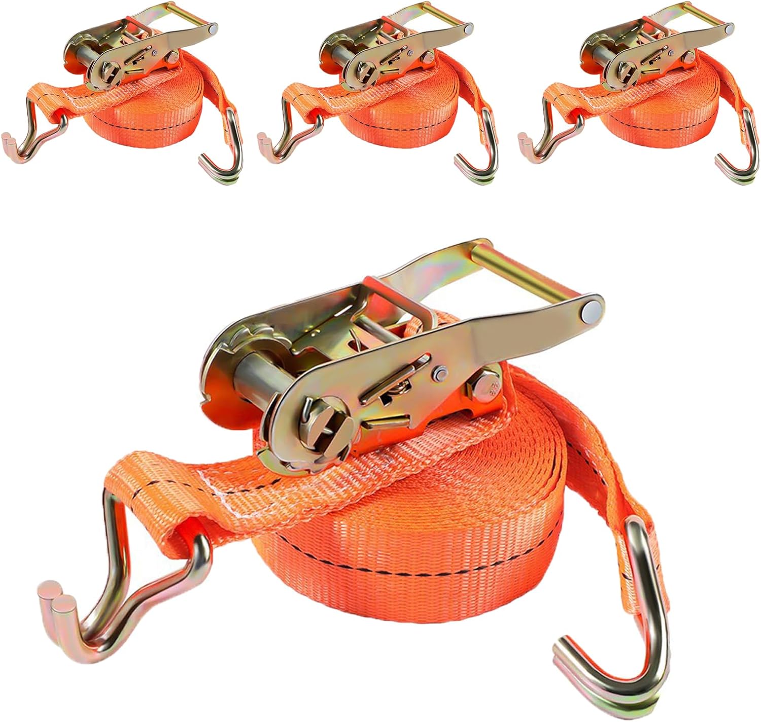 SICURIT. Tie Down Straps with Ratchet - 4 Pieces 6 m, 1000 kg - TÜV G/S Tested - DIN EN 12195-2 - Extremely Robust Lashing Straps - Ratchet Straps for Load Securing
