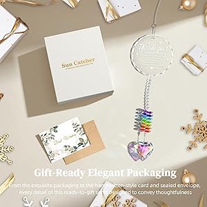 Oikomai Heartfelt Thank You Gifts for Women - Magical Rainbow Maker, K9 Crystal Sun Catcher Teacher Gifts, Coworker Friend Nurse Boss Appreciation Gift - Going Away Farewell Gift Meaningful Keepsake