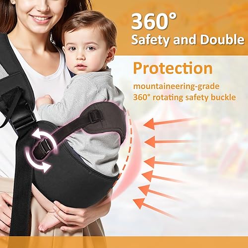 Miniatura 4 de Portabebés para bebés de 6 a 48 meses, 15-55 libras, ajustable y ergonómico con correas de hombro extragruesas, transporte delantero y trasero,