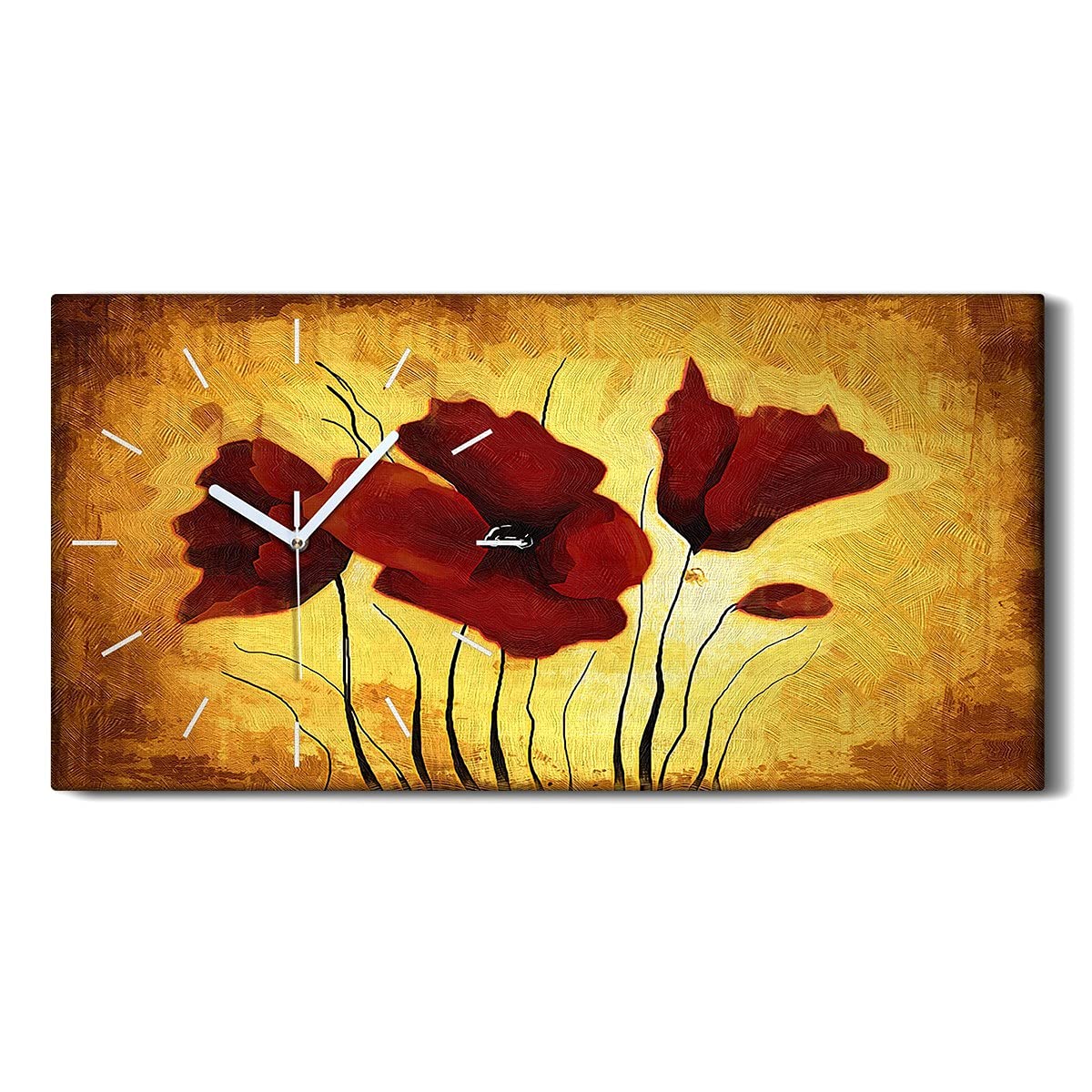 Horloge sur toile art moderne avec impression haute définition fleurs d'huile
